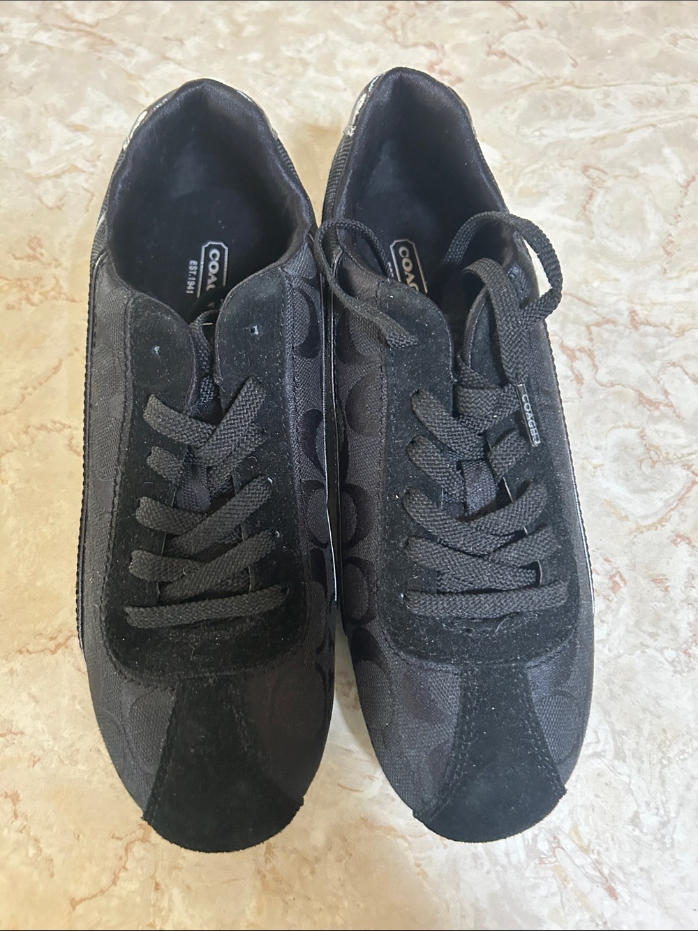 Coach Men’s Black Low-Top Signature-Print Sneakers